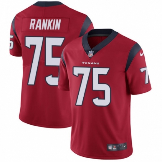 Youth Nike Houston Texans 75 Martinas Rankin Red Alternate Vapor Untouchable Limited Player NFL Jersey