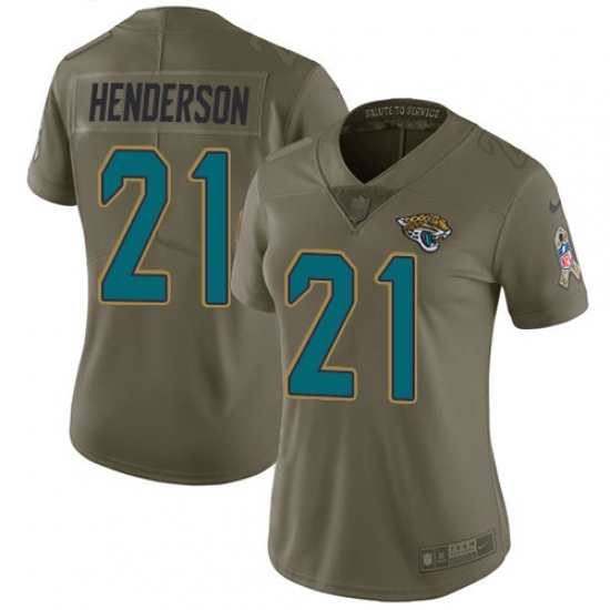 Women's Jacksonville Jaguars 21 C.J. Henderson Olive Stitched Limited 2017 Salute To Service Jersey