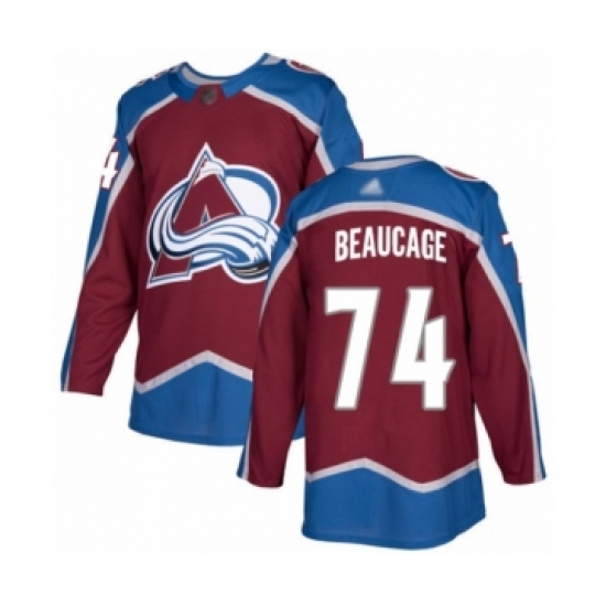 Men's Colorado Avalanche 74 Alex Beaucage Authentic Burgundy Red Home Hockey Jersey