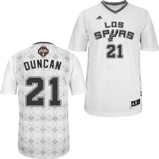 Men's Adidas San Antonio Spurs 21 Tim Duncan Swingman White New Latin Nights NBA Jersey
