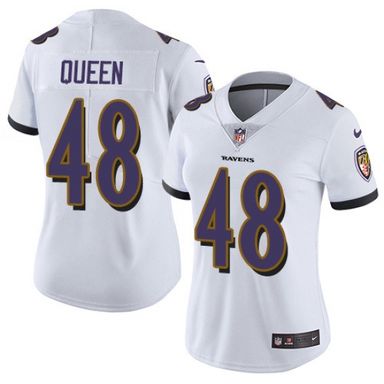 Women's Baltimore Ravens 48 Patrick Queen White Stitched NFL Vapor Untouchable Limited Jersey