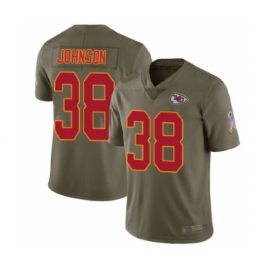 Men's Kansas City Chiefs 38 Dontae Johnson Limited Olive 2017 Salute to Service Football Jersey