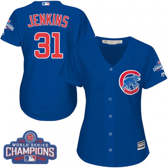 Women's Majestic Chicago Cubs 31 Fergie Jenkins Authentic Royal Blue Alternate 2016 World Series Champions Cool Base MLB Jersey