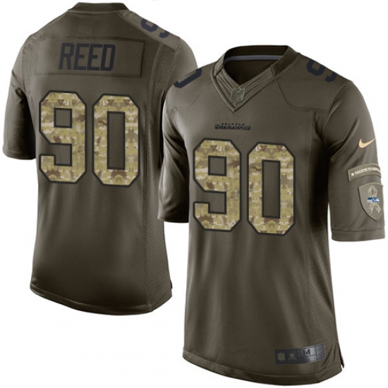 Men's Nike Seattle Seahawks 90 Jarran Reed Elite Green Salute to Service NFL Jersey