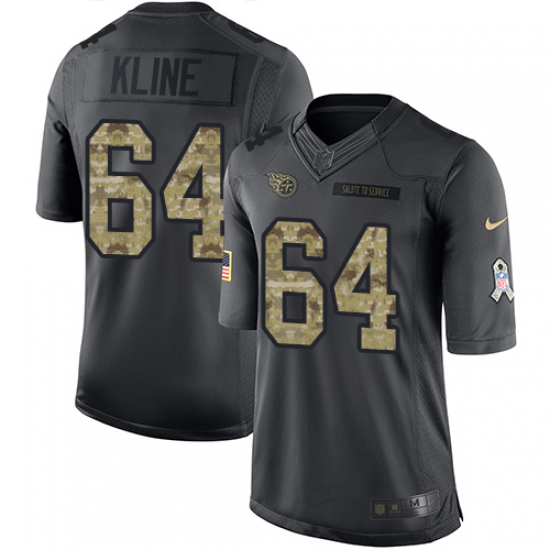 Men's Nike Tennessee Titans 64 Josh Kline Limited Black 2016 Salute to Service NFL Jersey