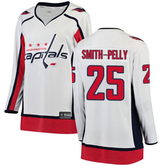 Women's Washington Capitals 25 Devante Smith-Pelly Fanatics Branded White Away Breakaway NHL Jersey