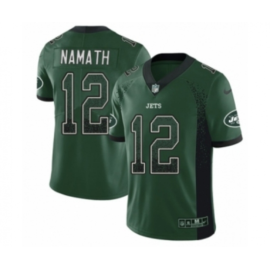 Youth Nike New York Jets 12 Joe Namath Limited Green Rush Drift Fashion NFL Jersey