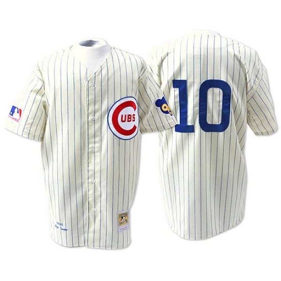 Men's Mitchell and Ness Chicago Cubs 10 Ron Santo Authentic White Throwback MLB Jersey