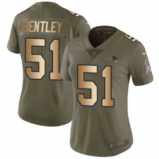 Women's Nike New England Patriots 51 Ja'Whaun Bentley Limited Olive Gold 2017 Salute to Service NFL Jersey