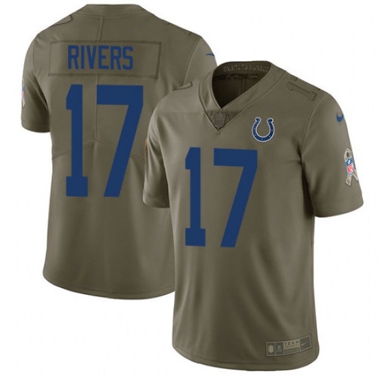 Men's Nike Indianapolis Colts 17 Philip Rivers Olive Stitched NFL Limited 2017 Salute To Service Jersey