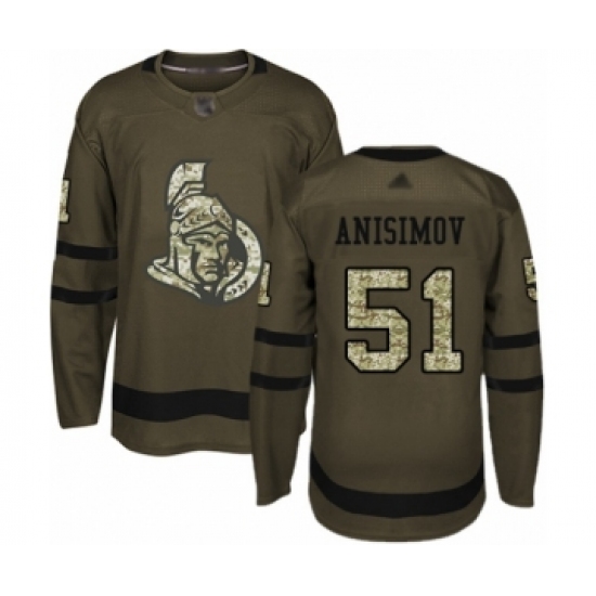 Youth Ottawa Senators 51 Artem Anisimov Authentic Green Salute to Service Hockey Jersey