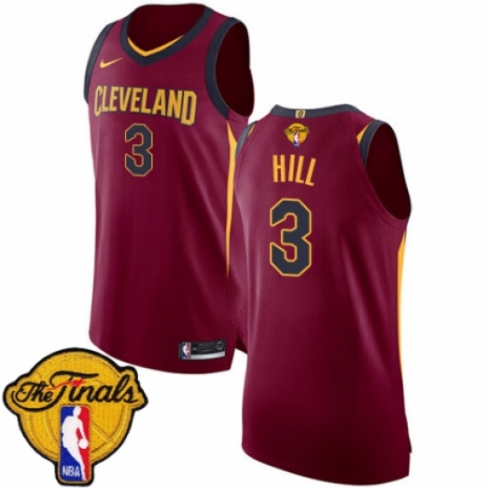 Men's Nike Cleveland Cavaliers 3 George Hill Authentic Maroon 2018 NBA Finals Bound NBA Jersey - Icon Edition