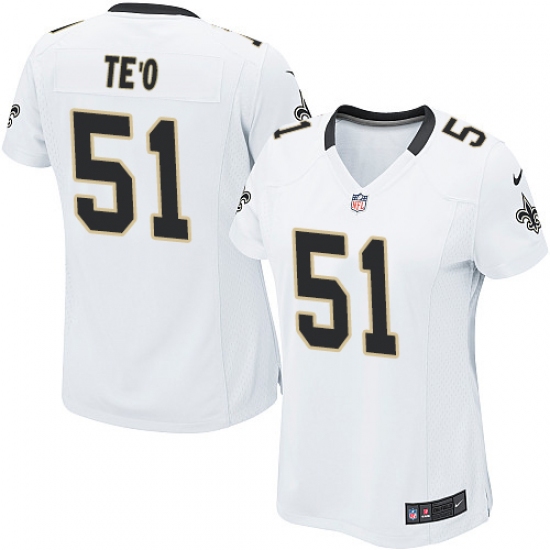 Women's Nike New Orleans Saints 51 Manti Te'o Game White NFL Jersey