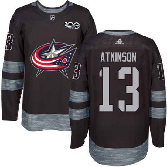 Men's Adidas Columbus Blue Jackets 13 Cam Atkinson Premier Black 1917-2017 100th Anniversary NHL Jersey