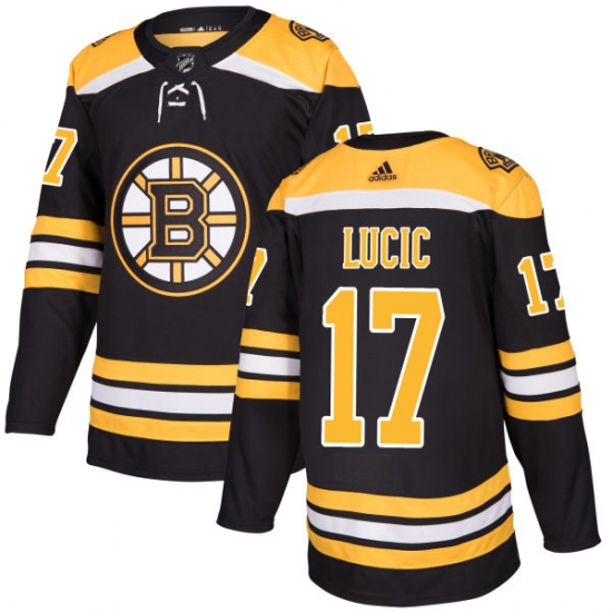 Youth Adidas Boston Bruins 17 Milan Lucic Authentic Black Home NHL Jersey