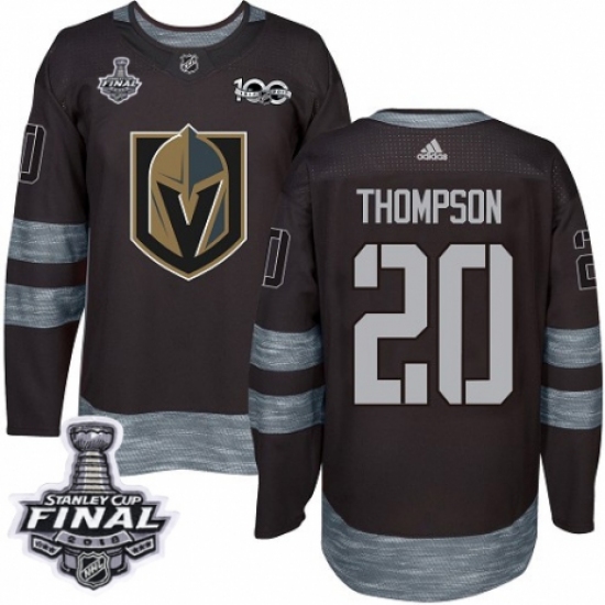 Men's Adidas Vegas Golden Knights 20 Paul Thompson Authentic Black 1917-2017 100th Anniversary 2018 Stanley Cup Final NHL Jersey