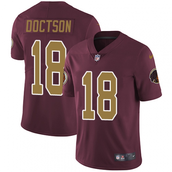 Youth Nike Washington Redskins 18 Josh Doctson Burgundy Red/Gold Number Alternate 80TH Anniversary Vapor Untouchable Limited Player NFL Jersey