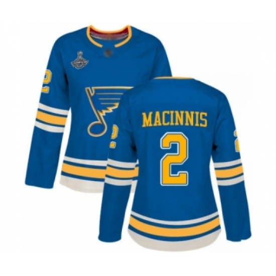 Women's St. Louis Blues 2 Al Macinnis Authentic Navy Blue Alternate 2019 Stanley Cup Champions Hockey Jersey