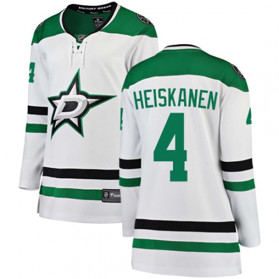 Women's Dallas Stars 4 Miro Heiskanen Authentic White Away Fanatics Branded Breakaway NHL Jersey