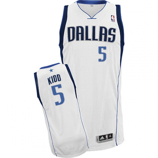 Men's Adidas Dallas Mavericks 5 Jason Kidd Authentic White Home NBA Jersey