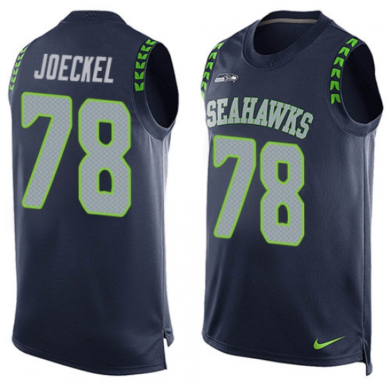 Men's Nike Seattle Seahawks 78 Luke Joeckel Limited Steel Blue Player Name & Number Tank Top NFL Jersey