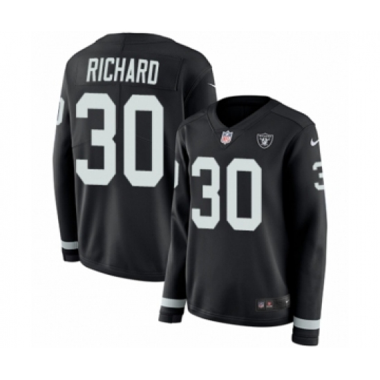 Women's Nike Oakland Raiders 30 Jalen Richard Limited Black Therma Long Sleeve NFL Jersey