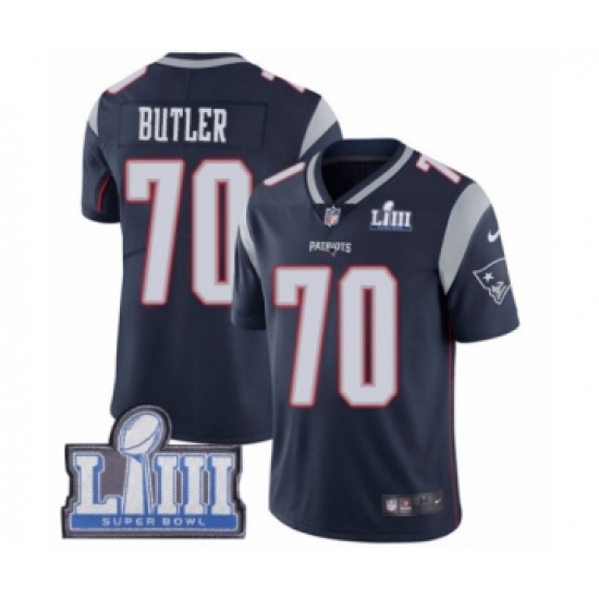 Youth Nike New England Patriots 70 Adam Butler Navy Blue Team Color Vapor Untouchable Limited Player Super Bowl LIII Bound NFL Jersey