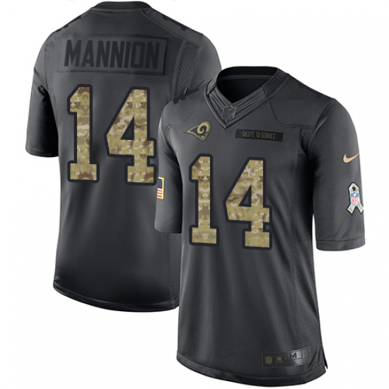 Youth Nike Los Angeles Rams 14 Sean Mannion Limited Black 2016 Salute to Service NFL Jersey