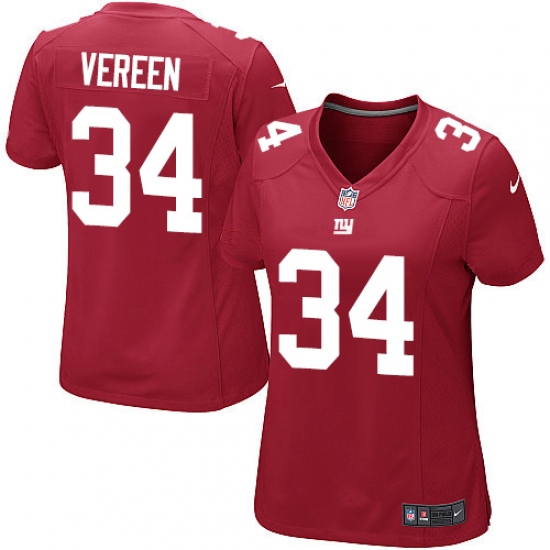 Women's Nike New York Giants 34 Shane Vereen Game Red Alternate NFL Jersey