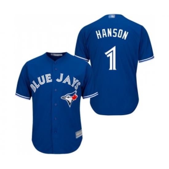 Men's Toronto Blue Jays 1 Alen Hanson Replica Blue Alternate Baseball Jersey