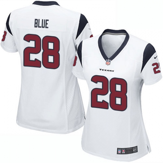 Women's Nike Houston Texans 28 Alfred Blue Game White NFL Jersey