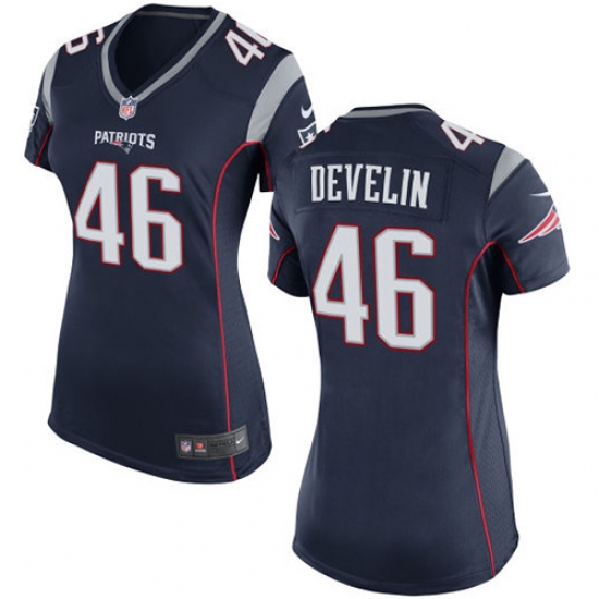 Women's Nike New England Patriots 46 James Develin Game Navy Blue Team Color NFL Jersey