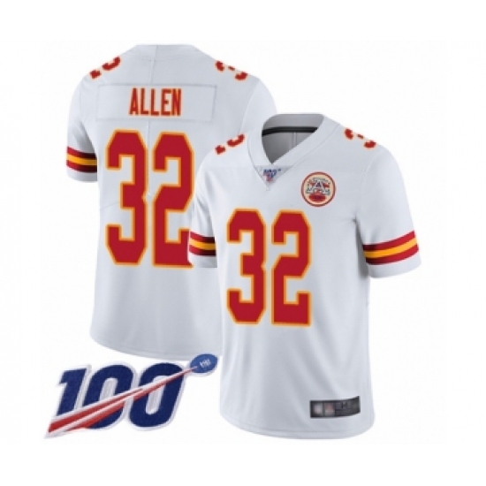 Men's Kansas City Chiefs 32 Marcus Allen White Vapor Untouchable Limited Player 100th Season Football Jersey