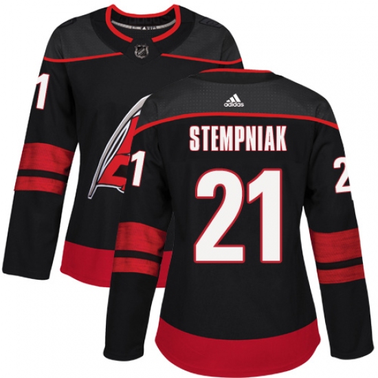 Women's Adidas Carolina Hurricanes 21 Lee Stempniak Authentic Black Alternate NHL Jersey