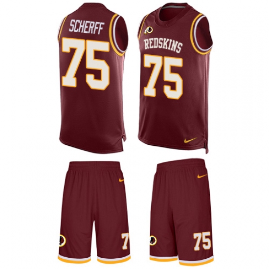 Men's Nike Washington Redskins 75 Brandon Scherff Limited Burgundy Red Tank Top Suit NFL Jersey