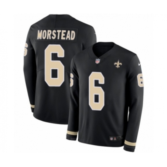 Youth Nike New Orleans Saints 6 Thomas Morstead Limited Black Therma Long Sleeve NFL Jersey