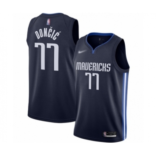 Men's Dallas Mavericks 77 Luka Doncic Authentic Navy Finished Basketball Jersey - Statement Edition