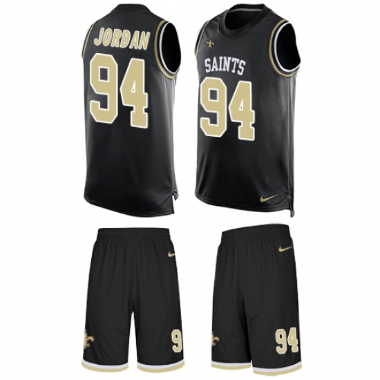 Men's Nike New Orleans Saints 94 Cameron Jordan Limited Black Tank Top Suit NFL Jersey