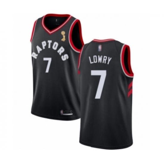 Men's Toronto Raptors 7 Kyle Lowry Swingman Black 2019 Basketball Finals Champions Jersey Statement Edition