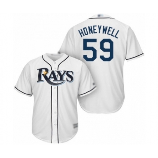 Youth Tampa Bay Rays 59 Brent Honeywell Authentic White Home Cool Base Baseball Player Jersey