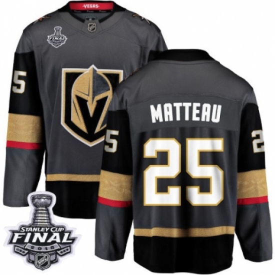 Men's Vegas Golden Knights 25 Stefan Matteau Authentic Black Home Fanatics Branded Breakaway 2018 Stanley Cup Final NHL Jersey