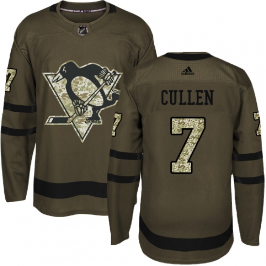 Men's Adidas Pittsburgh Penguins 7 Matt Cullen Authentic Green Salute to Service NHL Jersey