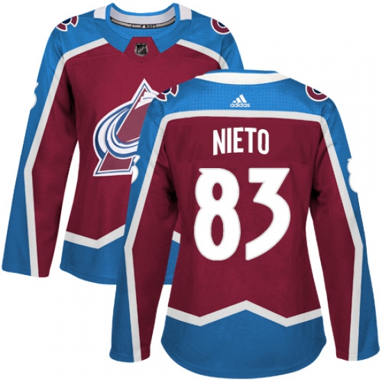 Women's Adidas Colorado Avalanche 83 Matt Nieto Premier Burgundy Red Home NHL Jersey