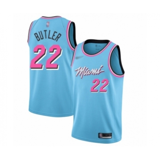 Youth Miami Heat 22 Jimmy Butler Swingman Blue Basketball Jersey - 2019 20 City Edition