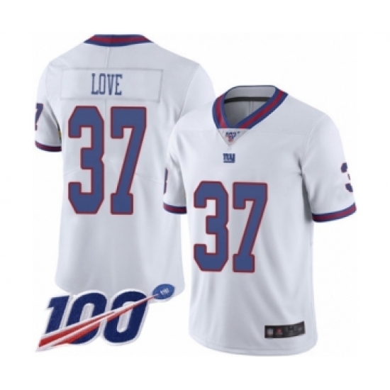 Men's New York Giants 37 Julian Love Limited White Rush Vapor Untouchable 100th Season Football Jersey