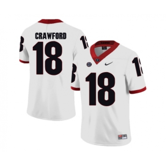 Georgia Bulldogs 18 Ricardo Crawford White College Football Jersey