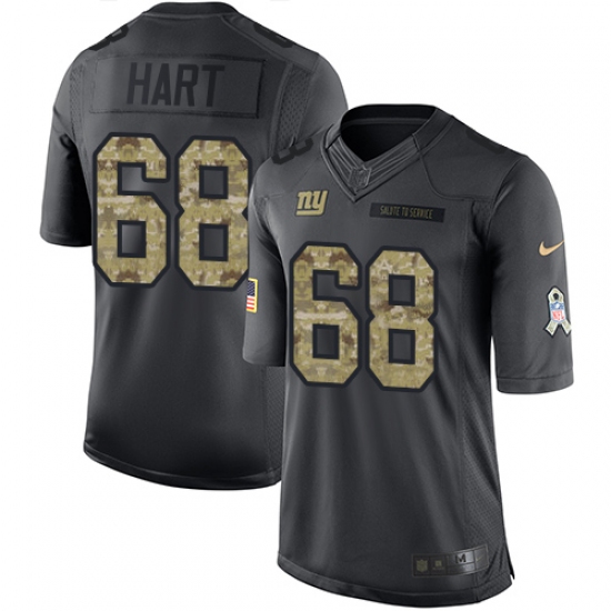 Men's Nike New York Giants 68 Bobby Hart Limited Black 2016 Salute to Service NFL Jersey