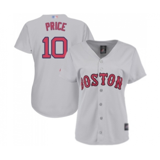 Women's Boston Red Sox 10 David Price Replica Grey Road Baseball Jersey