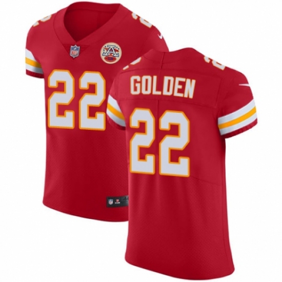Men's Nike Kansas City Chiefs 22 Robert Golden Red Team Color Vapor Untouchable Elite Player NFL Jersey