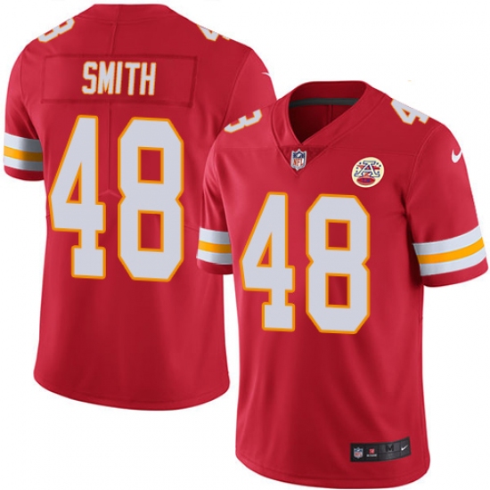 Men's Nike Kansas City Chiefs 48 Terrance Smith Red Team Color Vapor Untouchable Limited Player NFL Jersey